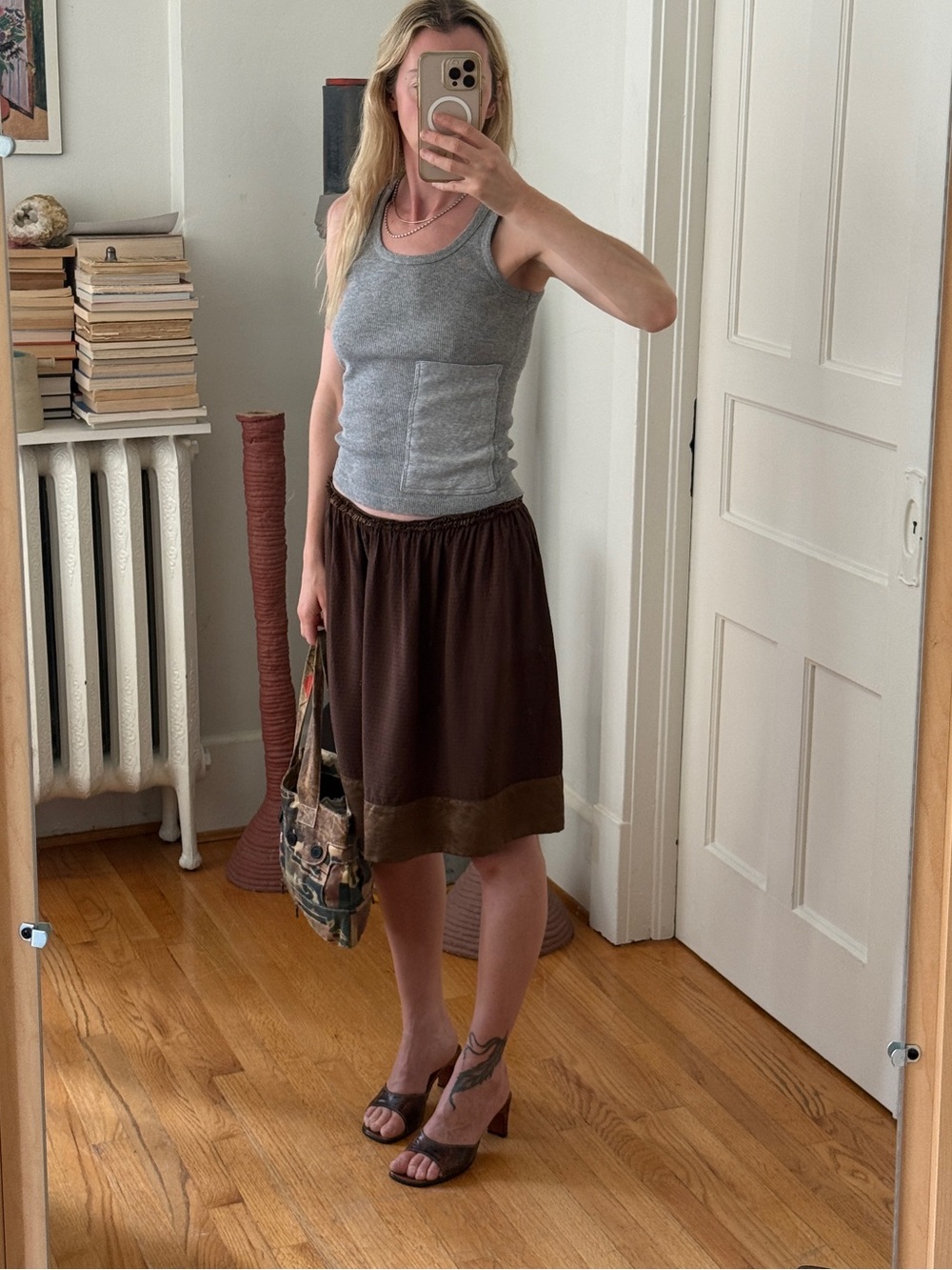 Chloé 100% silk brown skirt